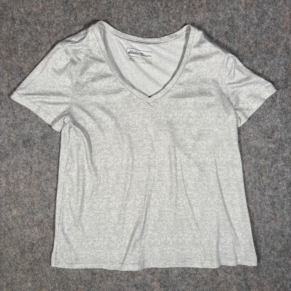 Eddie Bauer Sleepwear Top Womens S Gray V-Neck Short Sleeve Lounge‎ Soft Stretch